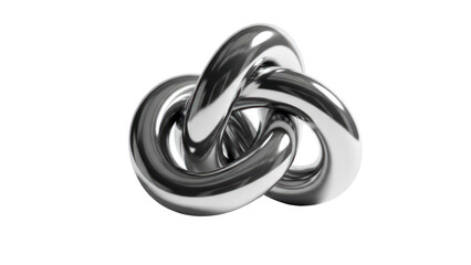 Fototapeta premium Silver metallic knot isolated on transparent background