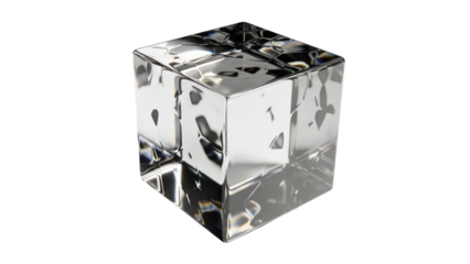 Abstract Crystal Cube Isolated on Transparent Background