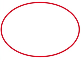 Isolated red oval shape on a white background, slightly skewed perspective
