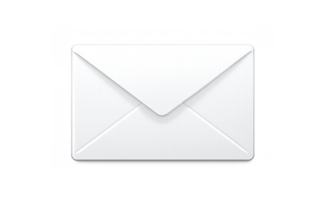 White envelope icon representing mail, email, message, and communication with a simple 3d graphic design