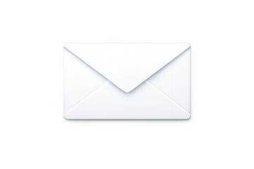 White 3d envelope icon on transparent background showing mail, email, message, and communication concepts