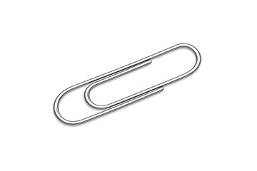Silver paperclip holding papers together, organizing documents in an office, stationery supply with metal gleam