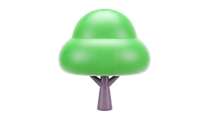 Stylized Green Tree with Dark Trunk