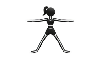 Woman in Black Athletic Wear in Wide Stance