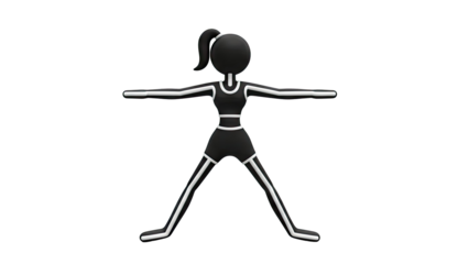 Woman in Black Athletic Wear in Wide Stance