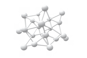 Molecule structure visualizing scientific data analysis, chemistry, physics, and complex network connections. Transparent background