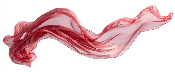 Flowing rose-colored sheer fabric against white background, light and airy
