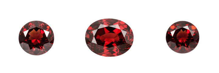 Natural Garnet Gemstone Macro Isolated on White Background, Red Almandine Crystal, Garnet रत्न, Granat گارنت, Pyrope Mineral, Luxury Precious Stone Texture