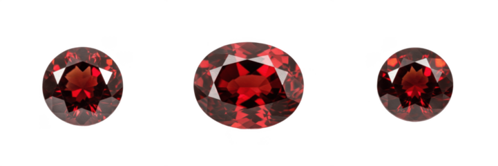 Natural Garnet Gemstone Macro Isolated on White Background, Red Almandine Crystal, Garnet रत्न, Granat گارنت, Pyrope Mineral, Luxury Precious Stone Texture