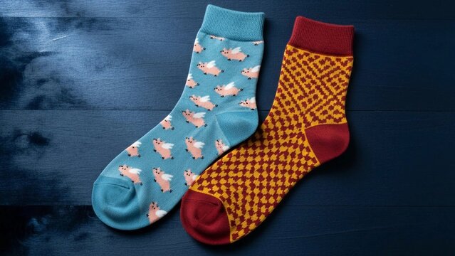 Colorful Patterned Socks with Fox and Geometric Designs