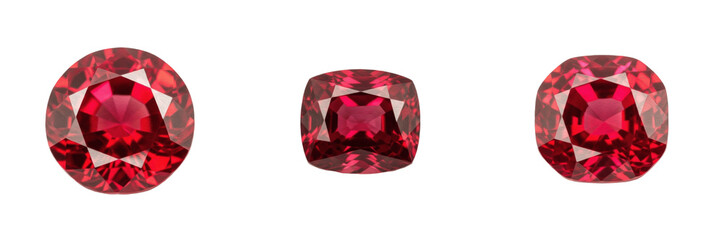 Natural Spinel Gemstone Macro Isolated on White Background, Red, Blue, and Pink Spinel Crystal, Manikya माणिक्य, Spinell Spinel Precious Mineral for Jewelry