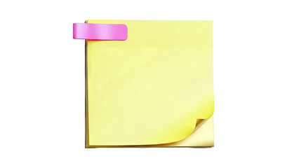 Yellow sticky note with pink tab