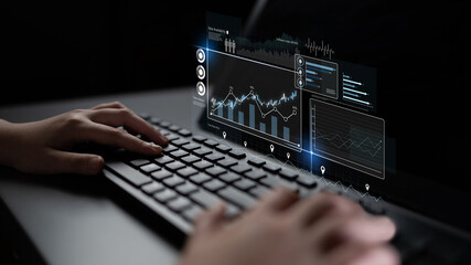 High-tech data visualization dashboard for analytics and performance tracking, including data visualization, trend, data report, and data chart. Latch