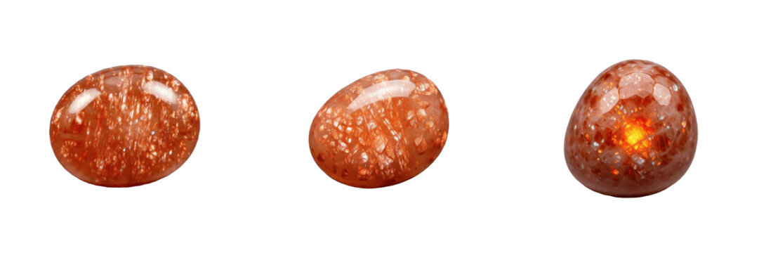 Sunstone Gemstone Macro Isolated on White Background, Sparkling Orange and Golden Feldspar Crystal, Surya Ratna सूर्य रत्न, Precious Stone Mineral for Jewelry
