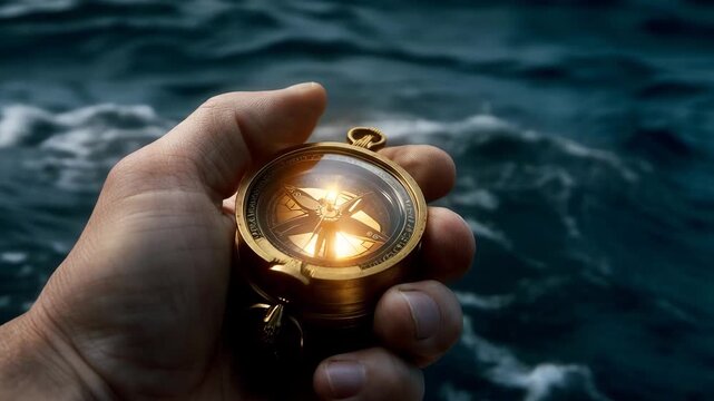 Adventure Navigation Concept with Compass and Ocean