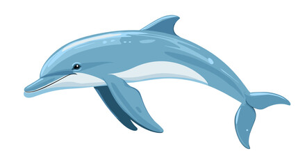 Obraz premium Blue Dolphin Swimming in Water Illustration.