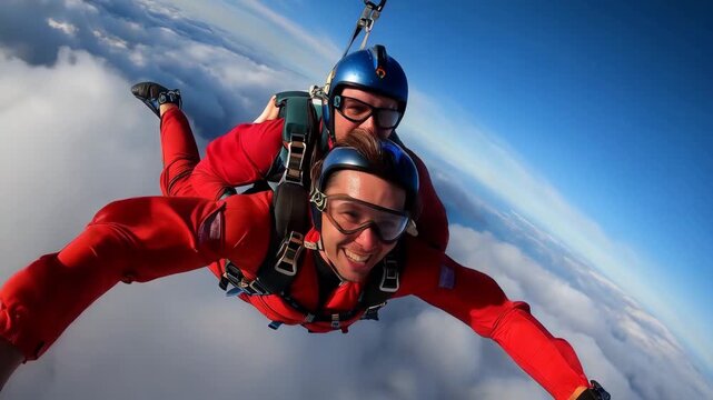 Couple Skydiving Together