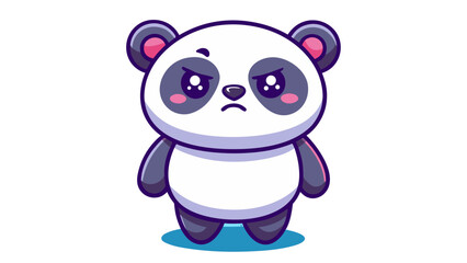 Naklejka premium Cute Sad Panda Cartoon Character with Big Eyes Illustration