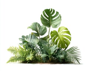 Assorted greenery cluster, with Monstera, fern, & other tropical leaves