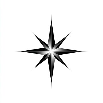 Eight-pointed star with black and white gradient on a white background