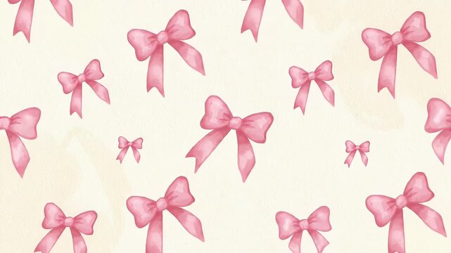 Soft Pink Ribbon Bows Pattern on Cream Background for Gentle Fashion Design