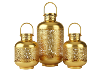 golden ramadan lanterns trio for eid decor