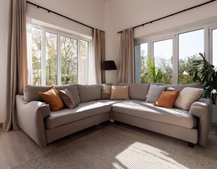 cozy corner sofa with decorative cushions