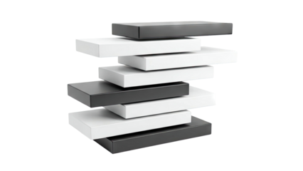 Stacked Rectangular Blocks in Black and White