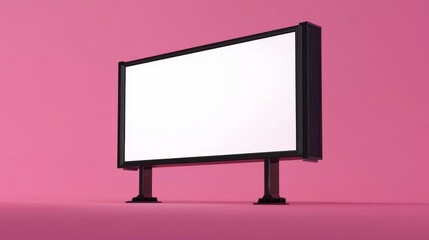 Blank billboard on pink background serves as empty space for advertising and product promotion in a modern urban setting during daylight hours