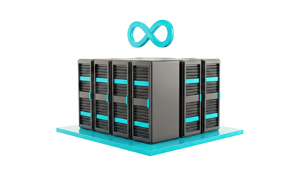 Server Rack Array with Infinity Symbol