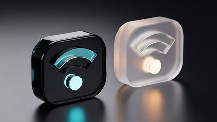 modern 3d wifi icons with glowing light symbolizing wireless internet connectivity and digital network data transfer for technology concepts