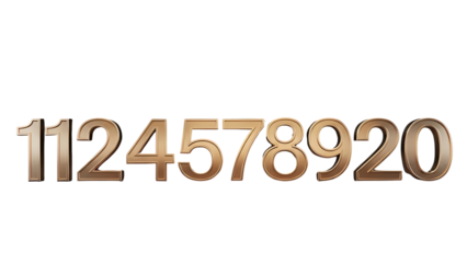 Photorealistic bronze and gold 3D numbers and digits for financial counting and design projects isolated PNG with Transparent Background