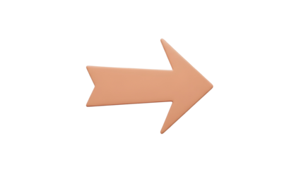 Simple 3D geometric arrow symbol pointing right for navigation and design elements isolated PNG with Transparent Background