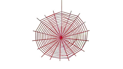 Red spider web against a white background
