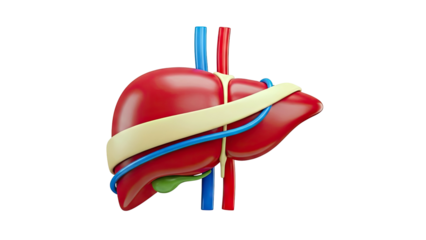 Stylized 3D Illustration of the Human Liver with Associated Vessels