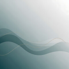 Soft Abstract Waves with Golden Curves on a Gradient Background