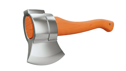 Silver Axe with Orange Wooden Handle