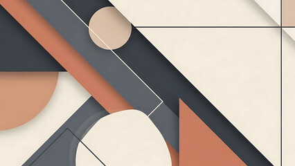 Modern Geometric Abstract Design with Layered Shapes and Muted Colors