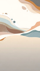 Abstract Landscape Illustration with Flowing Organic Shapes and Soft Pastel Colors