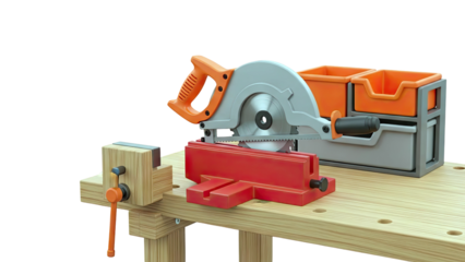 Toy Workbench with Circular Saw, Vise, and Storage Bins
