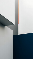 Dynamic Abstract Composition of Architectural Planes and a Vibrant Orange Stripe