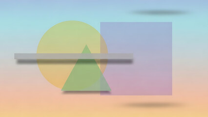 Modern Abstract Composition of Overlapping Pastel Geometric Shapes