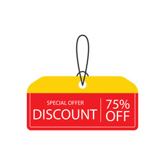 Special offer discount 75% off horizontal red and yellow sale tag