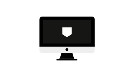 Computer Monitor with Shield Icon Display.