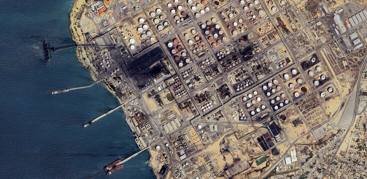 Aerial Satellite View of Paraguana Oil Refinery Complex in Venezuela