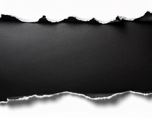 rough torn edge black paper strip with white border graphic design isolated on a white background
