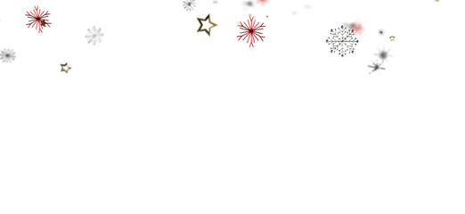 Abstract winter scene with snowflakes and stars floating on a white background perfect for holiday designs and seasonal greetings. Offers a sens © vege