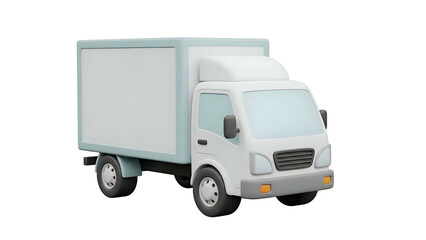 White Delivery Truck with Cargo Container.