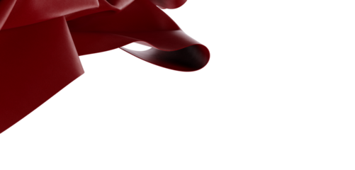 Abstract design with flowing red fabric against a white background, creating a minimalist yet stylish artistic backdrop.