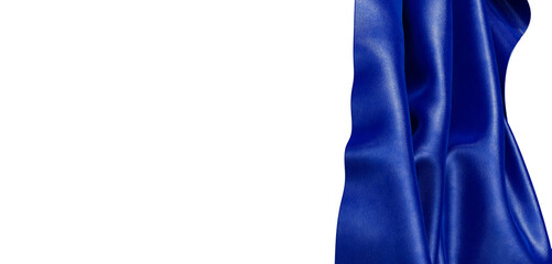 A close-up shot of luxurious royal blue silk fabric with beautiful textures and folds, ideal for fashion and design proj
